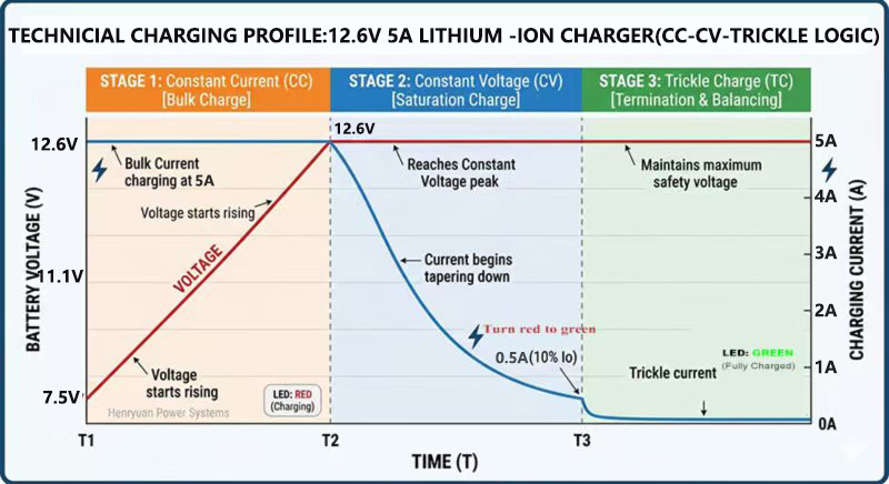 Henryuan high quality 12.6V 5A li-ion charger for GNSS base station