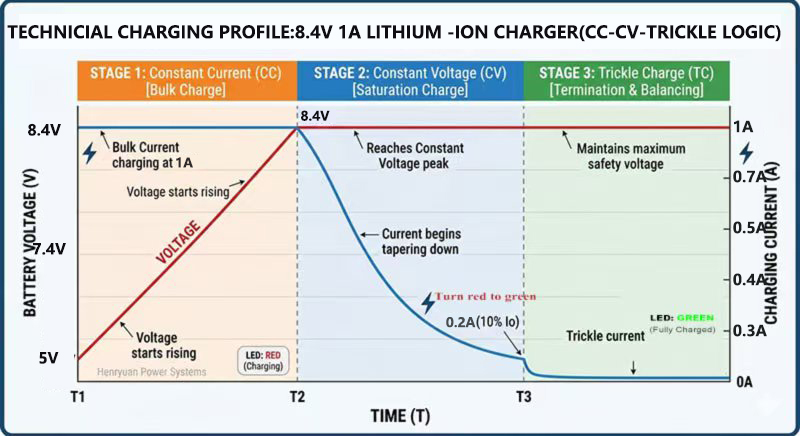 Henryuan Reliable Charging Curve 8.4V 1A For 2S Li-Ion Battery